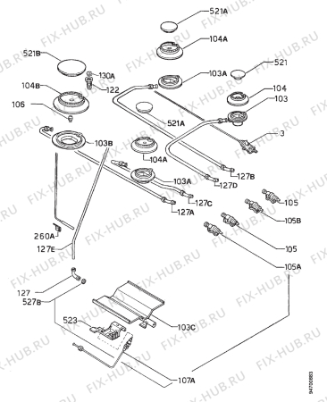 Взрыв-схема плиты (духовки) Arthurmartinelux CG5002W - Схема узла Functional parts 267